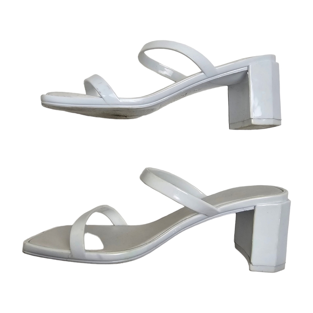 Jeffrey Campbell White Strappy Chunky Block Low Heel Size 7 - Picture 5 of 9